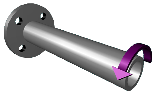 The diagram shows a torque exerted on a hollow shaft attached to a wall.