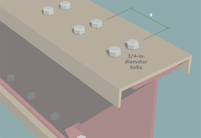 Bolt spacing in built-up steel beam